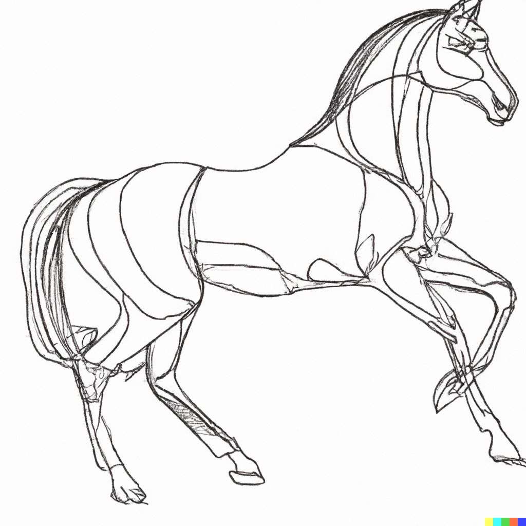a horse, drawing, schematic
